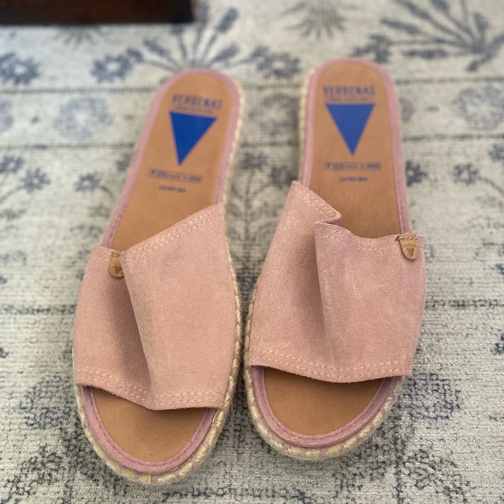 Verbenas leather slip on espadrille sandals - antique pink